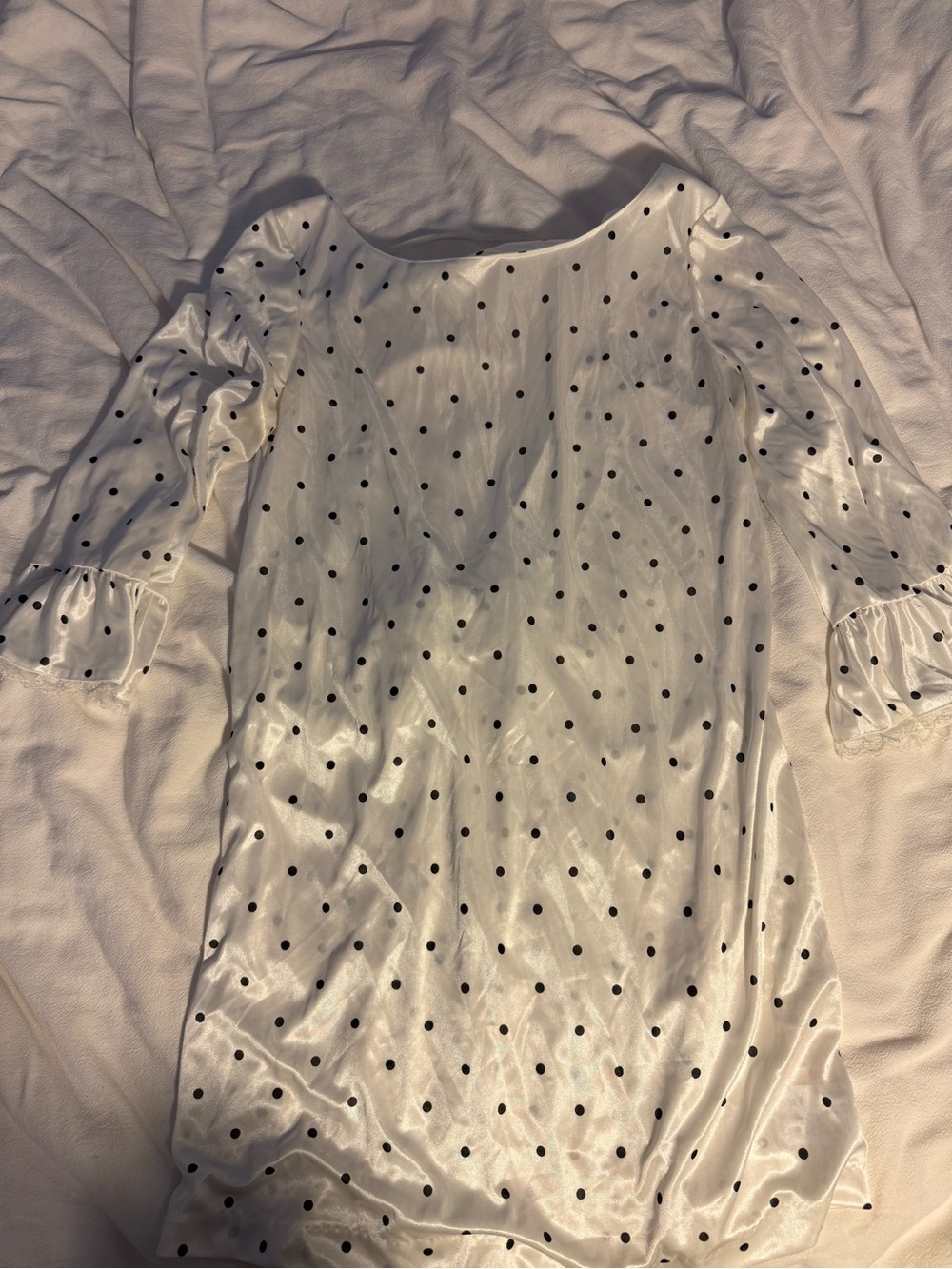 White Polka Dot Mini Dress with Puff Sleeves